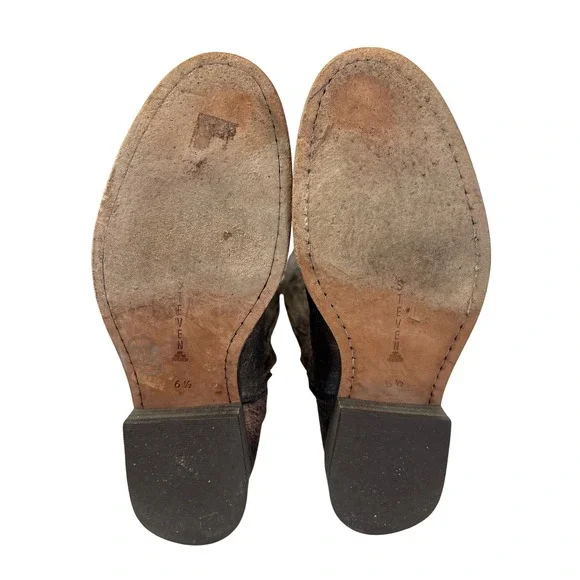 STEVE Madden 6.5 Women's Leather Riding Boots Brown Distressed Textured see pics - Picture 5 of 8